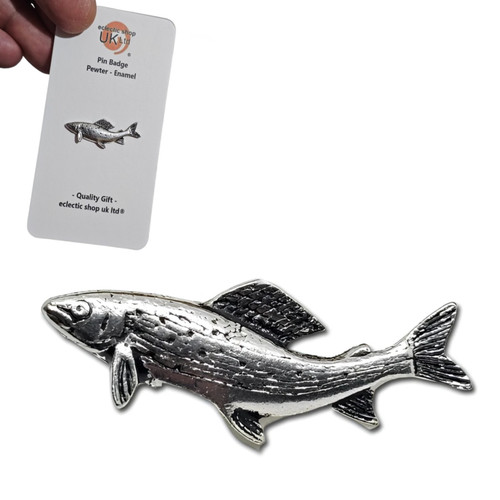 Grayling fish pin badge pewter - grayling,